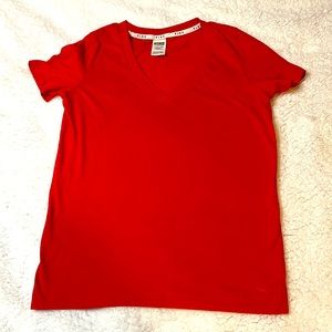 Victoria’s Secret Pink, V-Neck Tshirt. Red. Size Small.